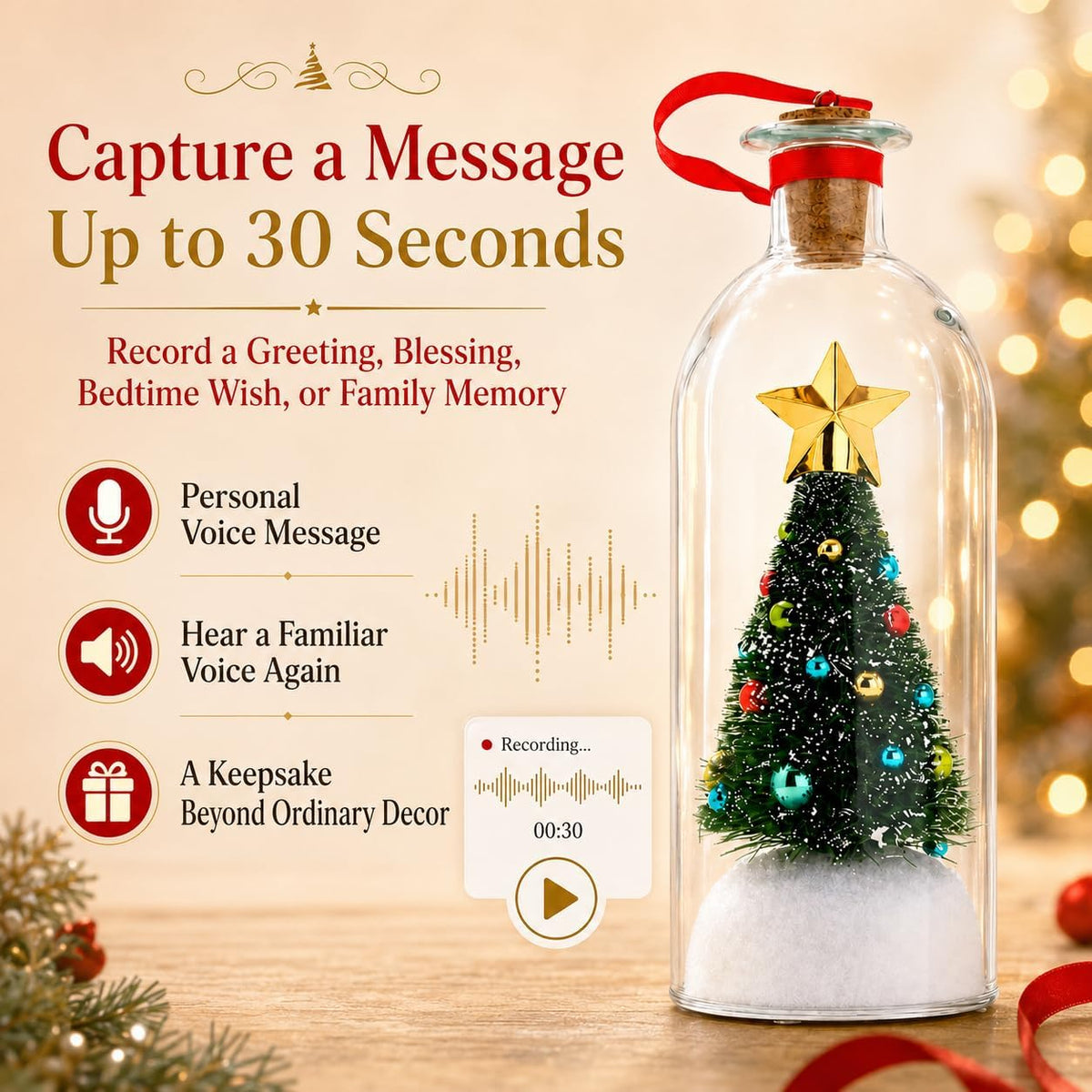 Voice of Christmas Recordable Tree Bottle